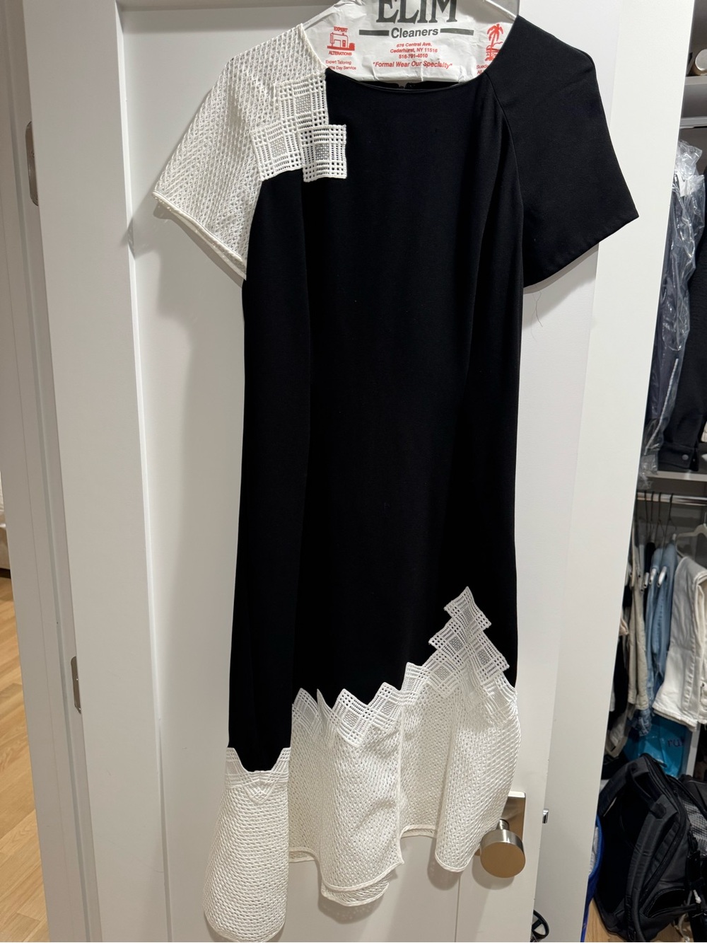 Jonathan Simkhai Black Dress with White Lace Trim